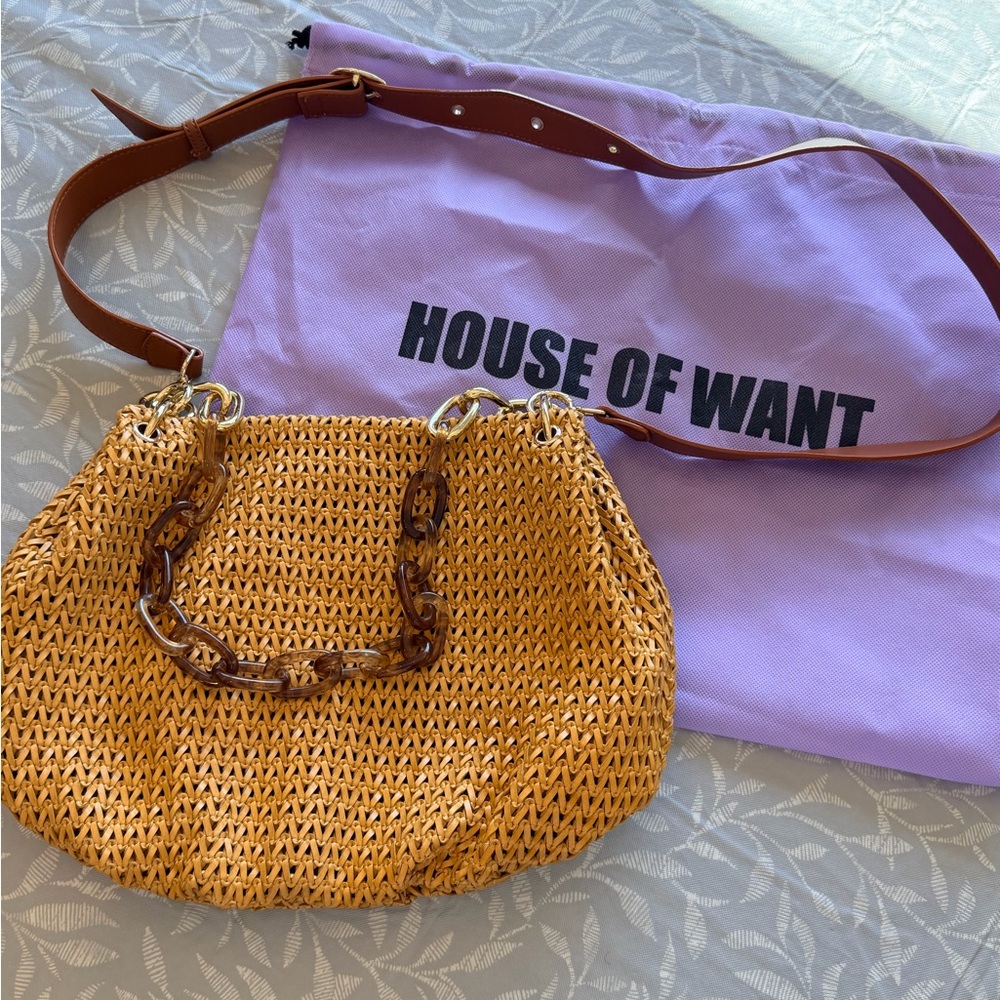 House of Want Mustard Woven Shoulder Bag